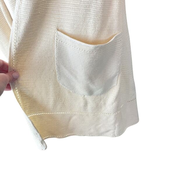 Intoca. Women’s Cream Cardigan Long Silk Pockets Sz‎ 1 - Picture 3 of 12